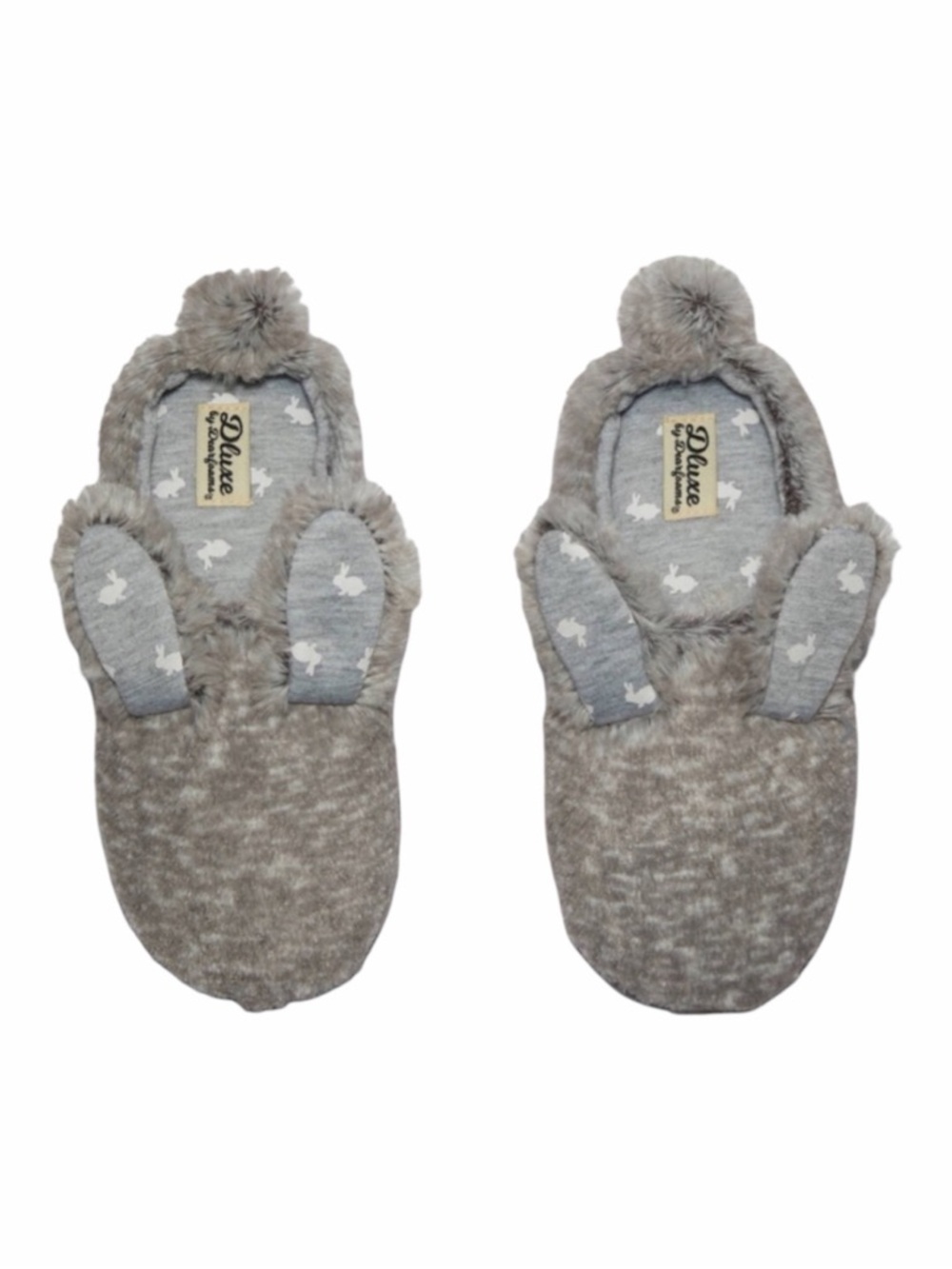 Dluxe by Dearfoams  Girls Gray Bunny Slippers